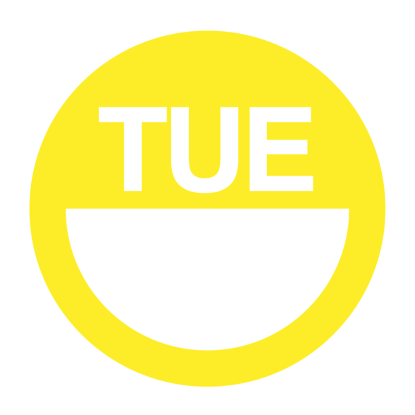 Nevs DaySpots - Tuesday 1" circle White w/Yellow DDOT-T1